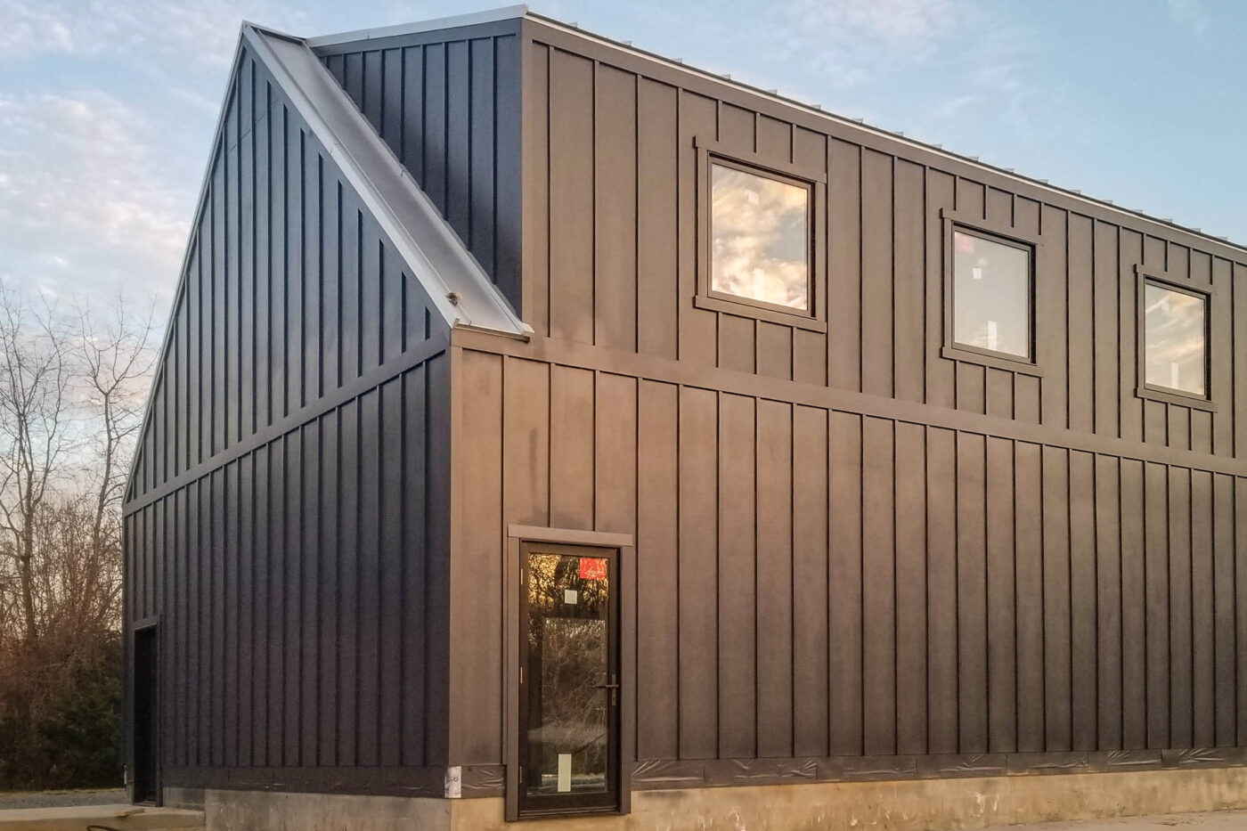 Dark gray 2-story Workshop garage built for sale near Fayetteville, NC