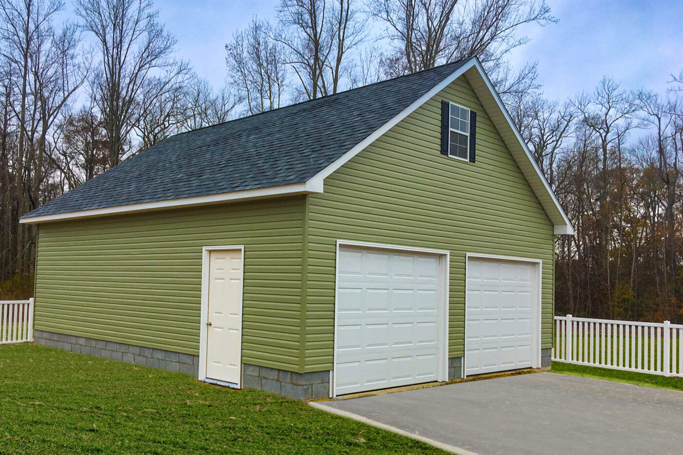 green 2-car garage for sale in Raleigh, NC