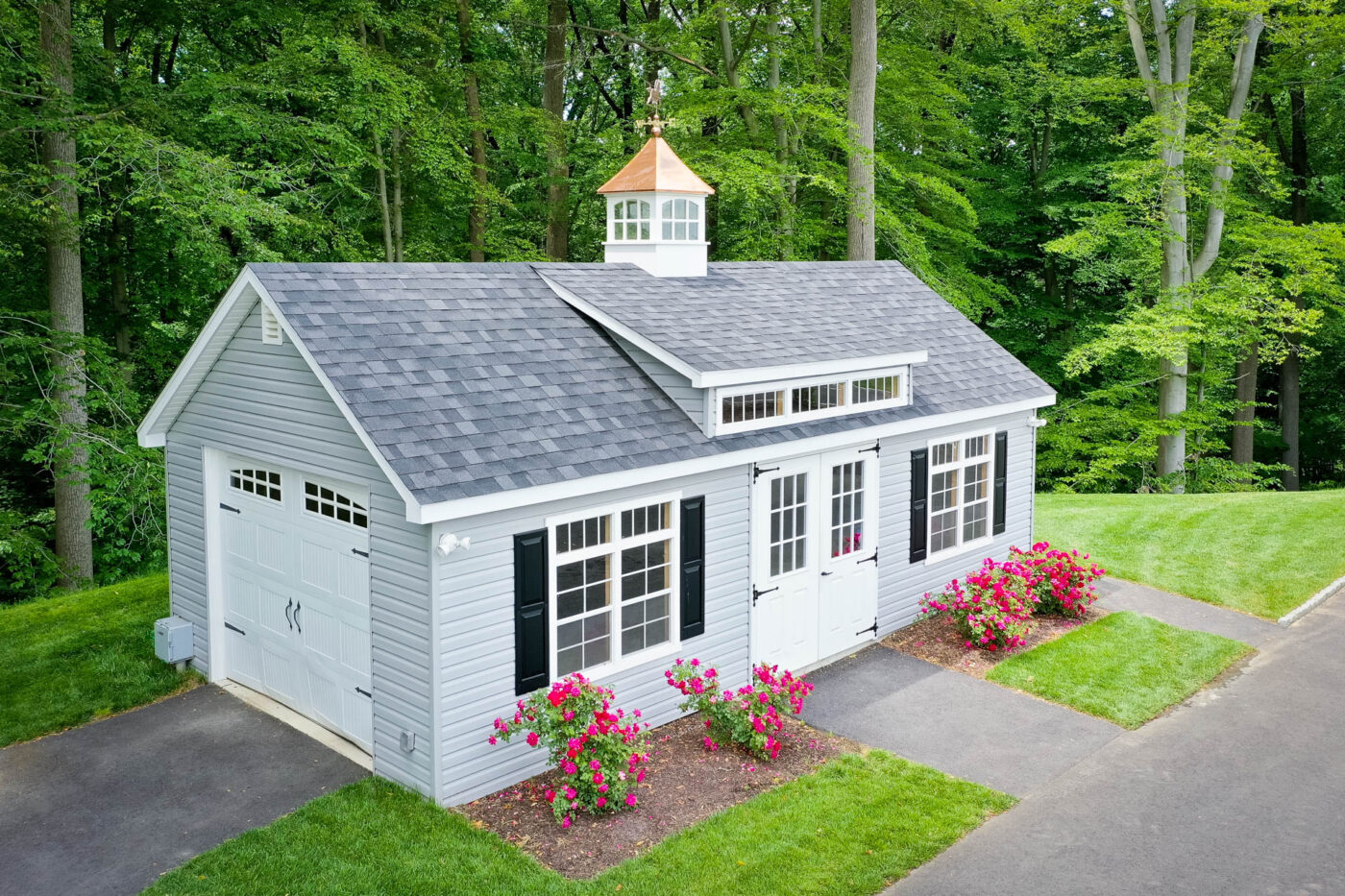 gray single-car garage with small dormer for sale in Lakewood Township, NJ