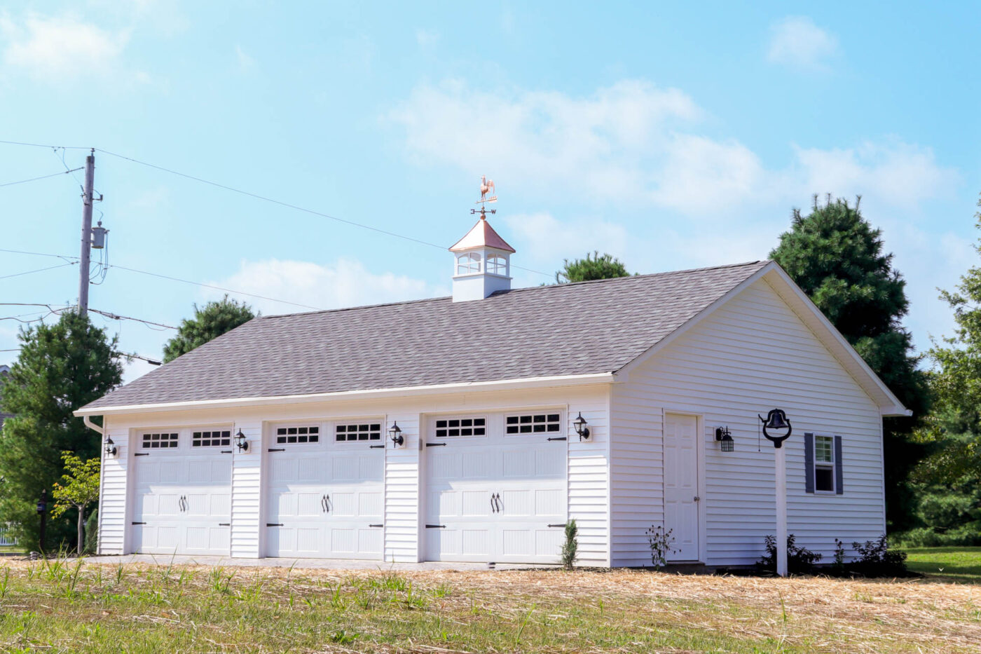 a white 3-car garage built near cleveland, ohio