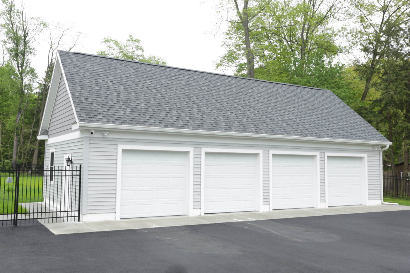 gray 4-car garage built for a customer near Long Island, NY
