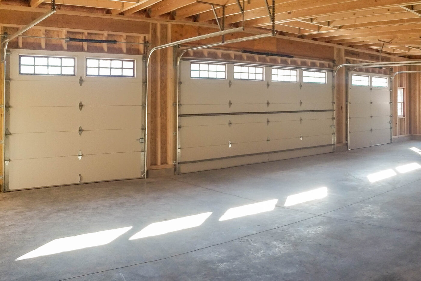 interior of garage concrete floor