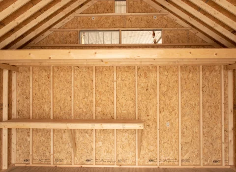 Single-Story MaxiBarn Two-Car Garage 15 premier shed 14' wide 4