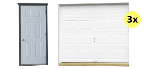 three car shed and garage doors