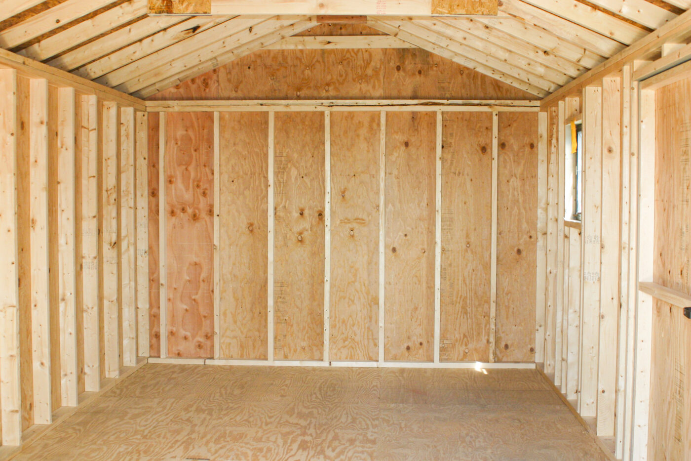 interior of a diy shed kit