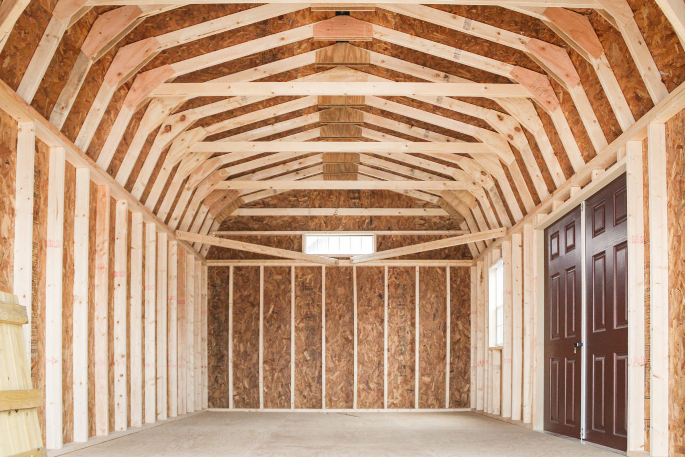 A shed barn kit interior