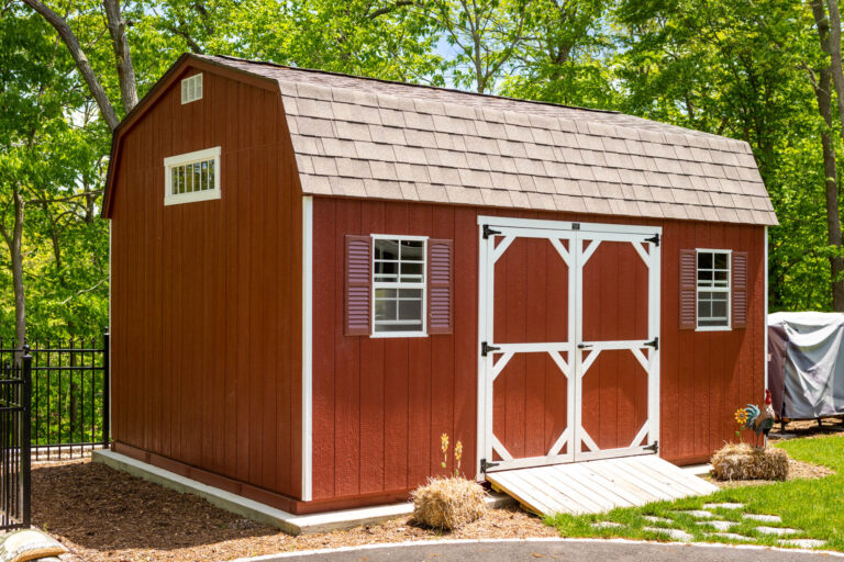A 12x16 shed with shutters in Northport, NY.