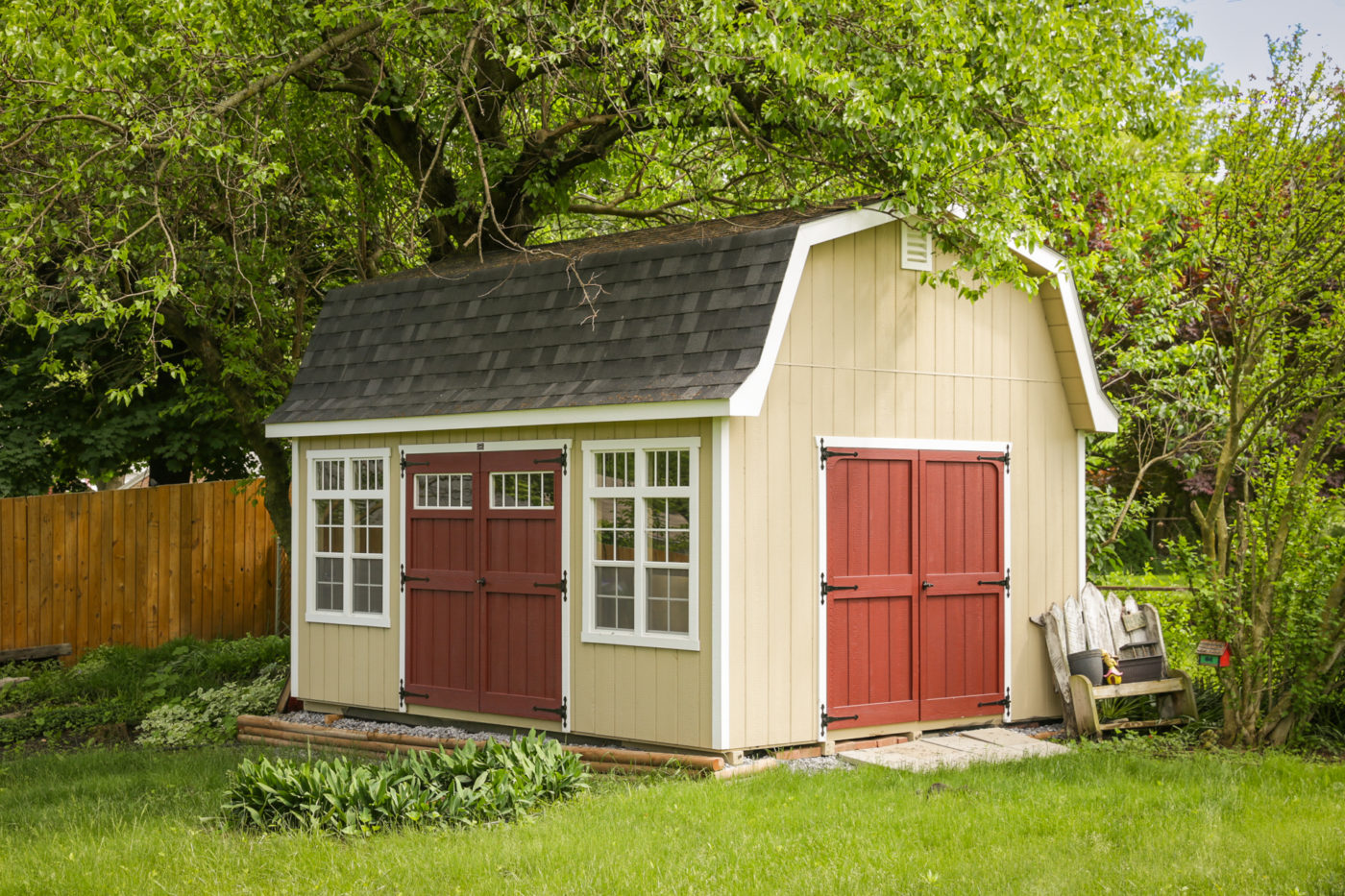 A medium shed for sale with a barn-style roof