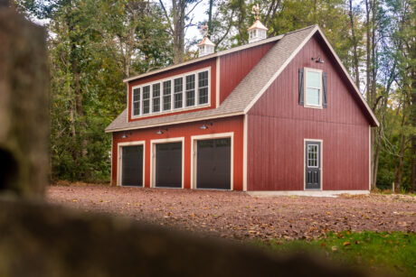 A 24x38 2-story 3-car garage available in NJ, NY, CT, DE, MD, PA, VA, WV, and beyond