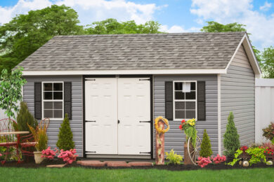 A shed framing kit with vinyl siding