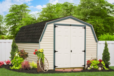 A vinyl mini barn kit
