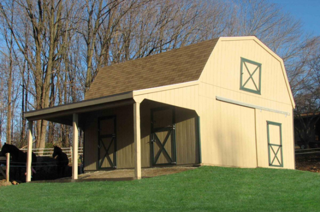 horse barn with hay storage
