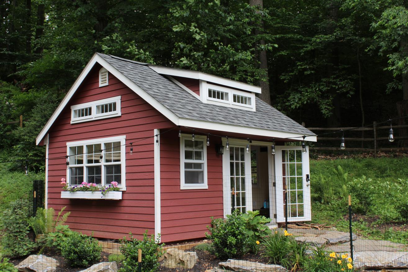 studio shed with bathroom and kitchen