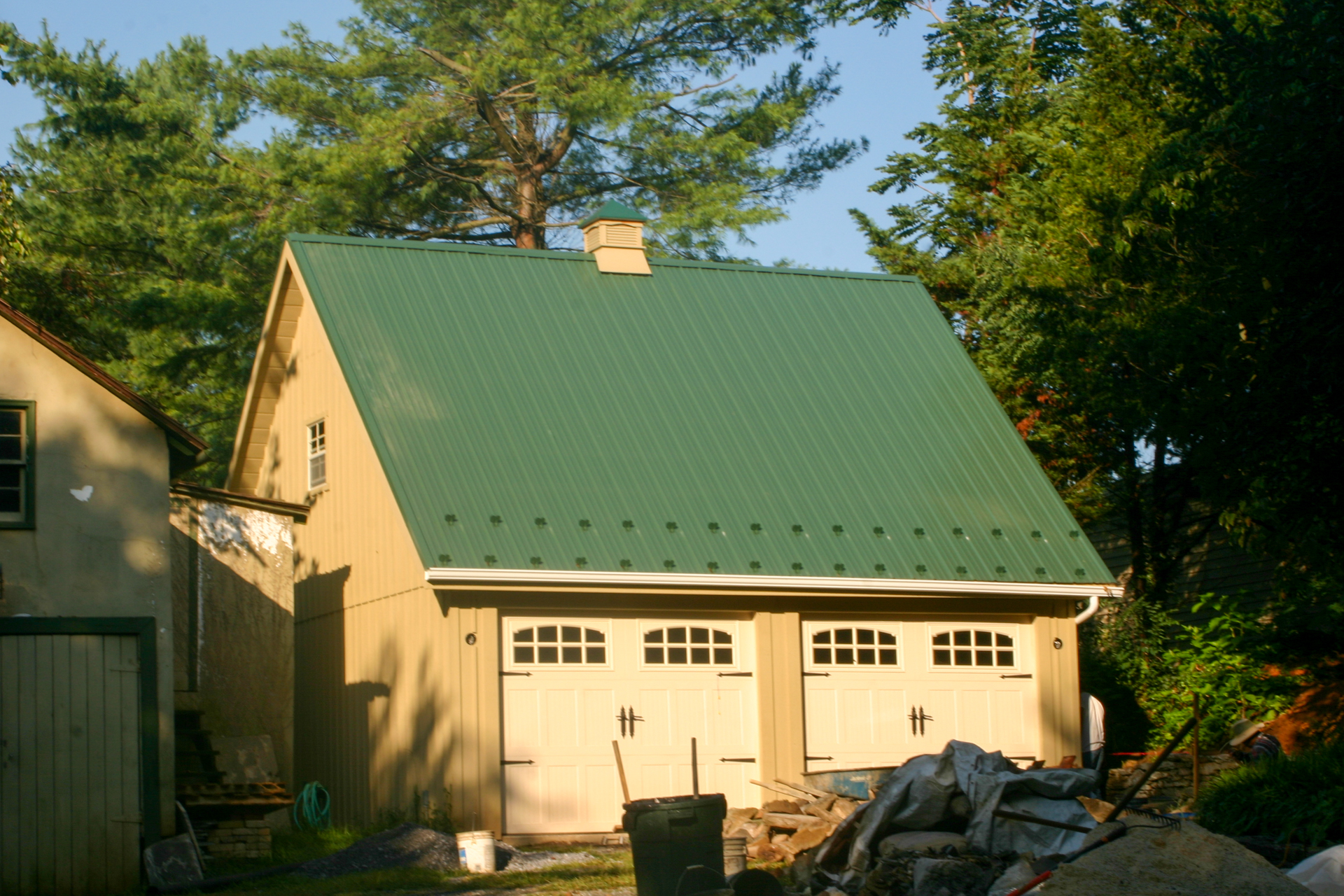 green roofed board and batten garage for sale