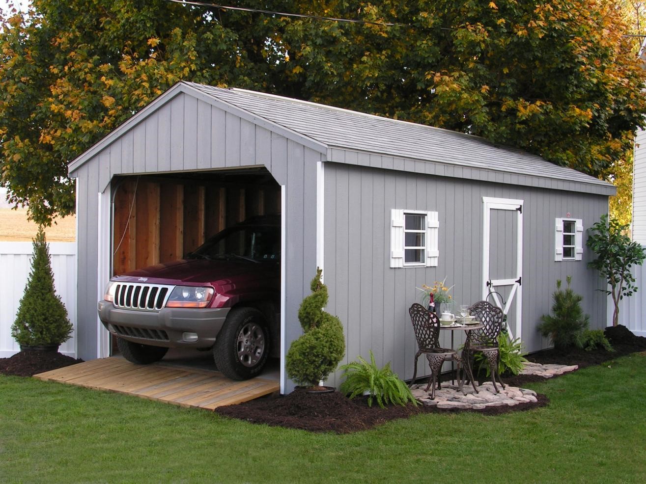 single car amish built garage