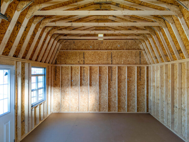 interior of maxibarn garage roof style trusses for sale