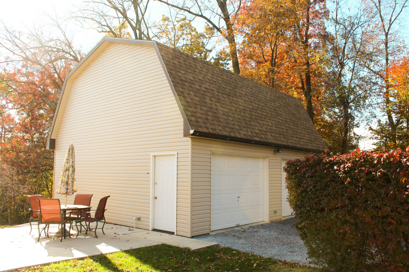 outside of a good quality two-car garage shed for sale in PA