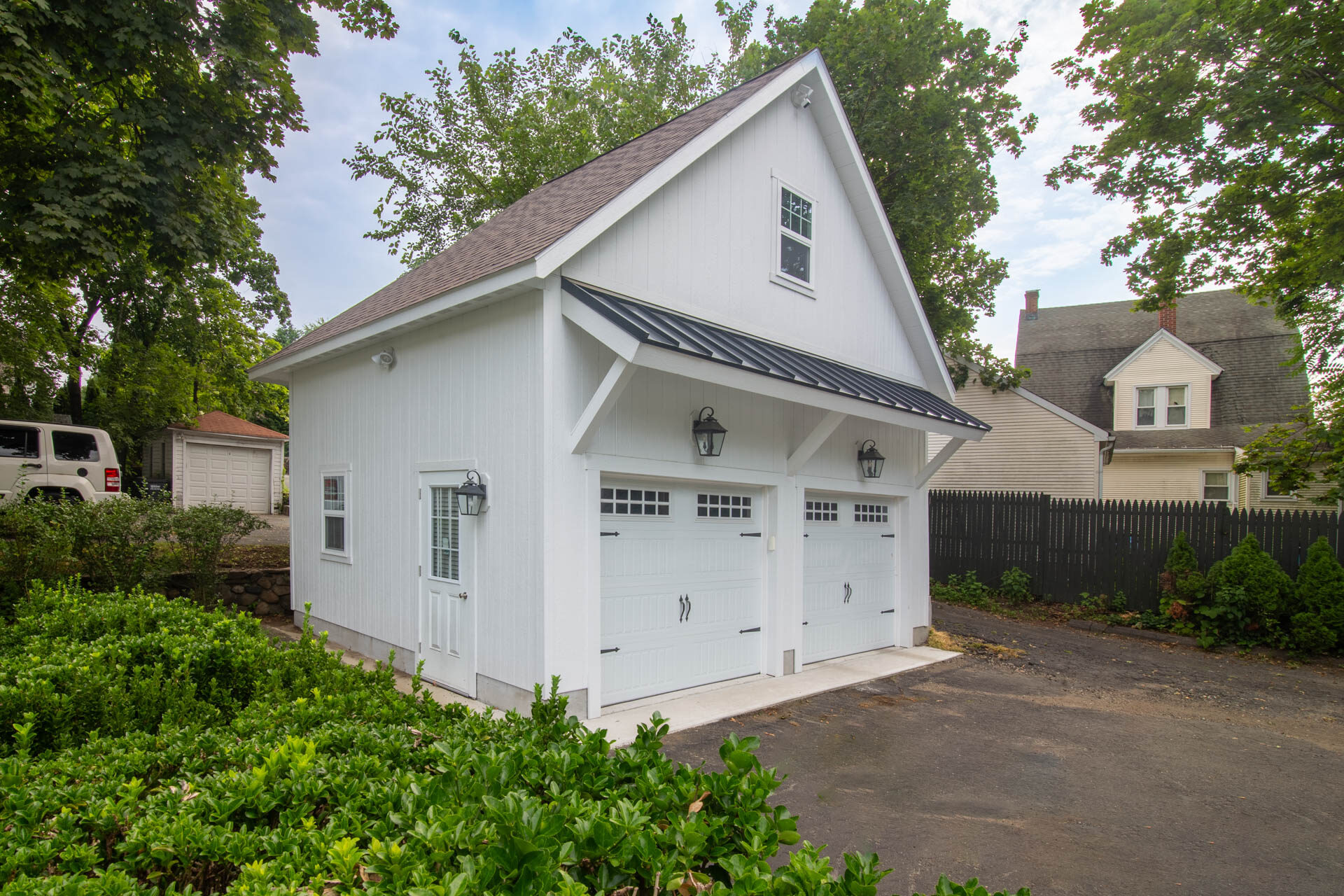 24x20 Attic Workshop 2-Car Garage in Greenwich, CT | Sheds Unlimited