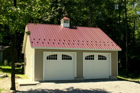 two car garage red roof