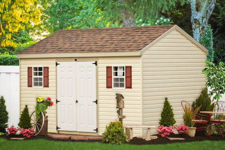A prefab shed kit for sale with vinyl siding