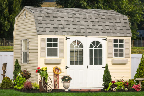 A shed barn kit with vinyl siding