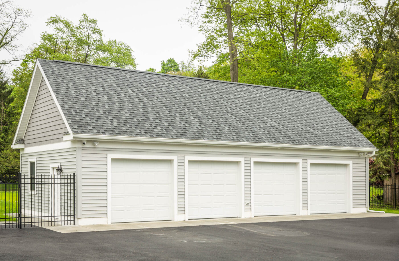 A 4-car garage with attic trusses.