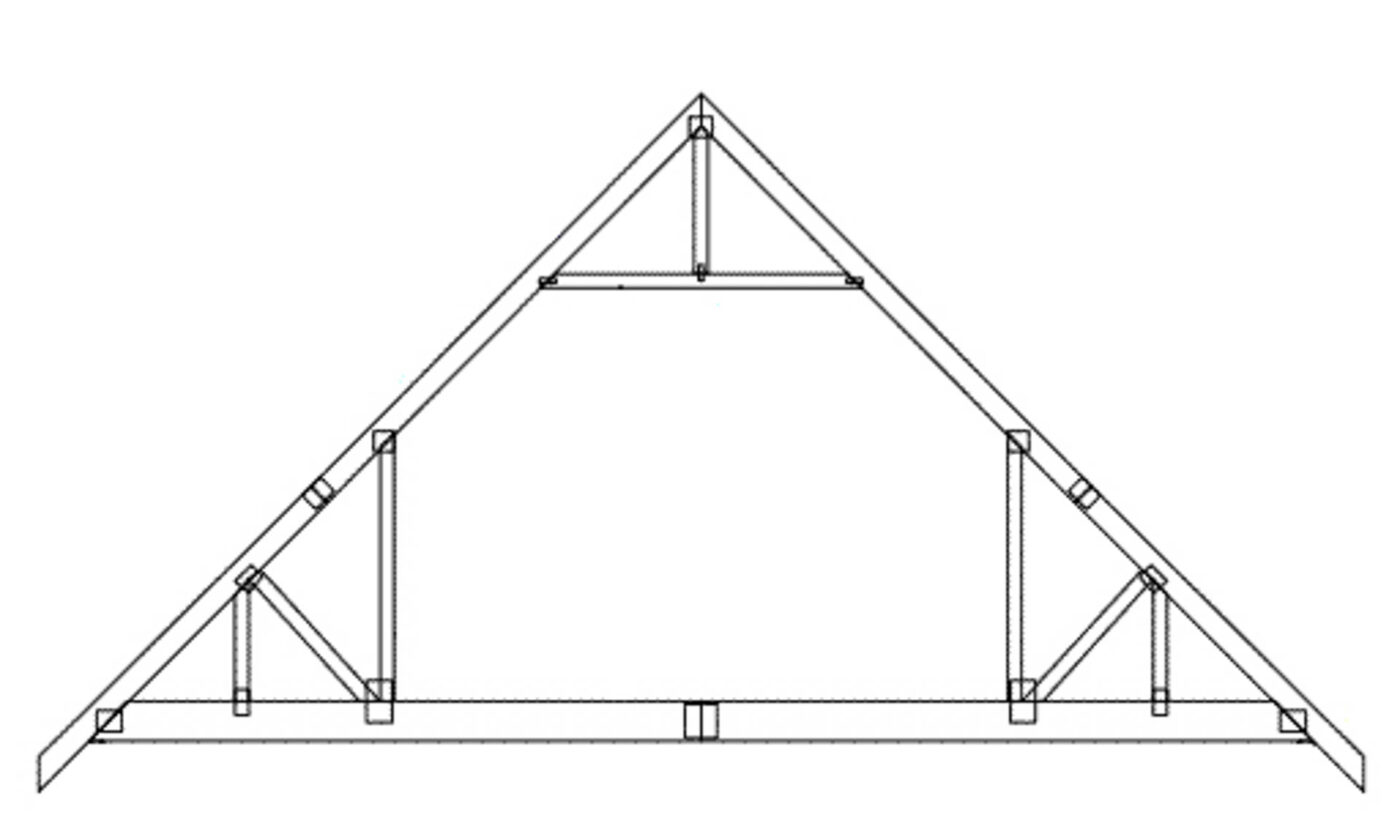 Diagram of a workshop garage attic truss.