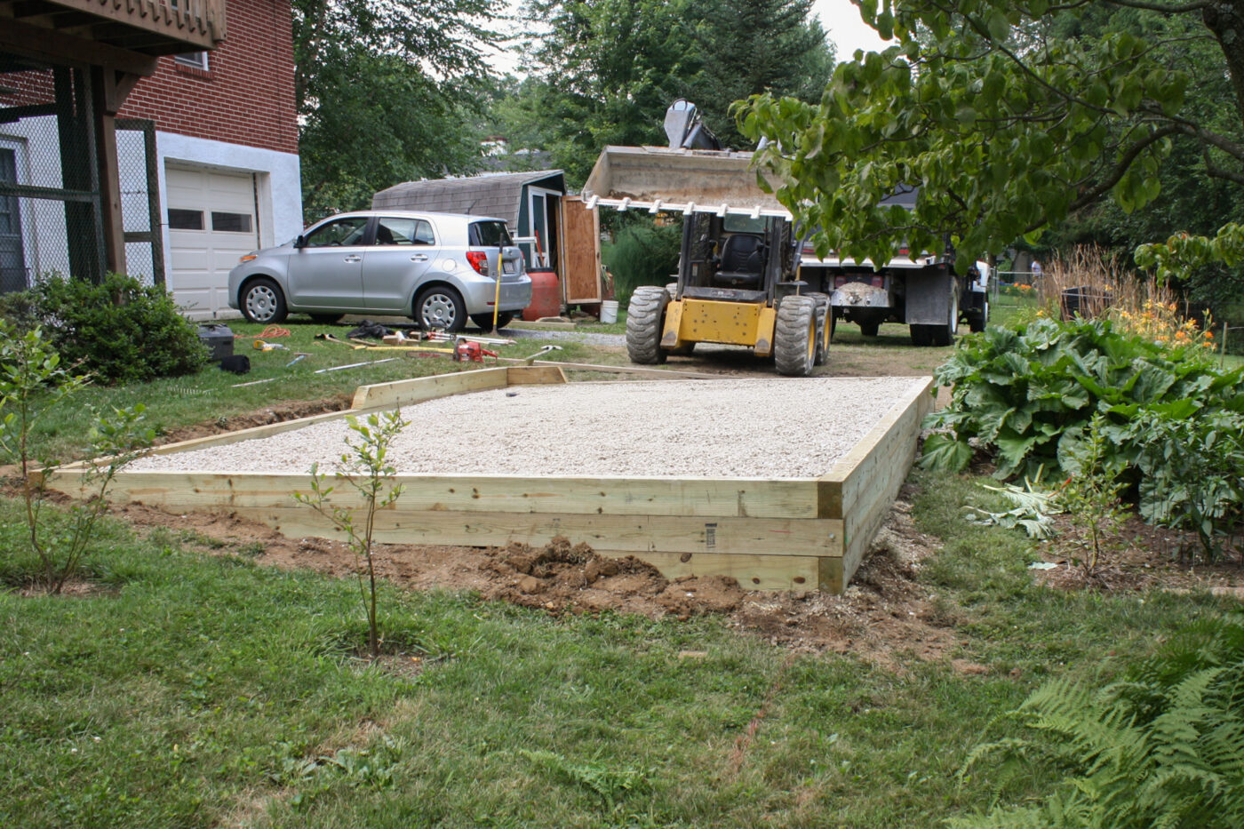 shed pad filled with gravel