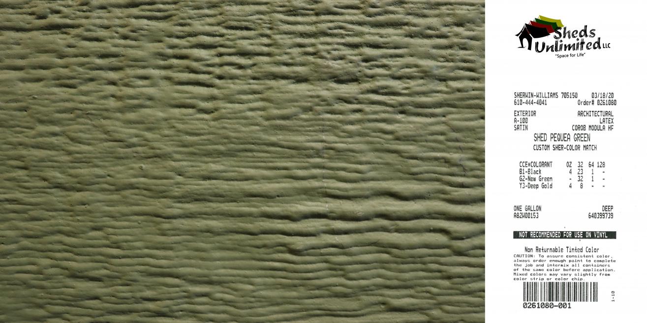 Pequea Green shed siding paint color code