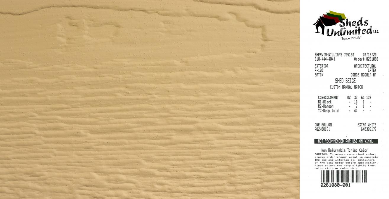 beige shed siding paint color code