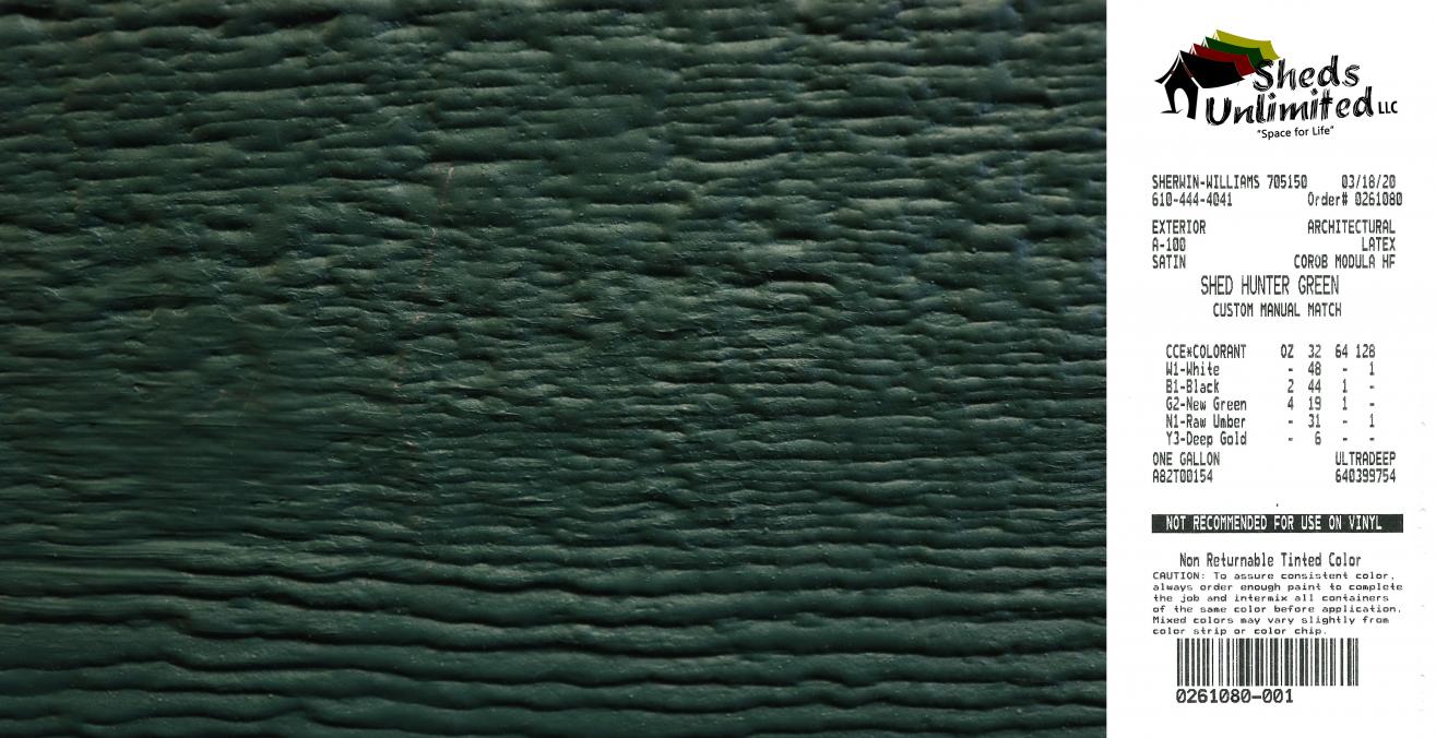 hunter green shed siding paint color code