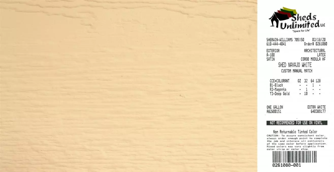 navajo white shed siding paint color code