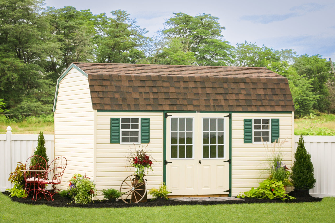 A shed barn kit with vinyl siding