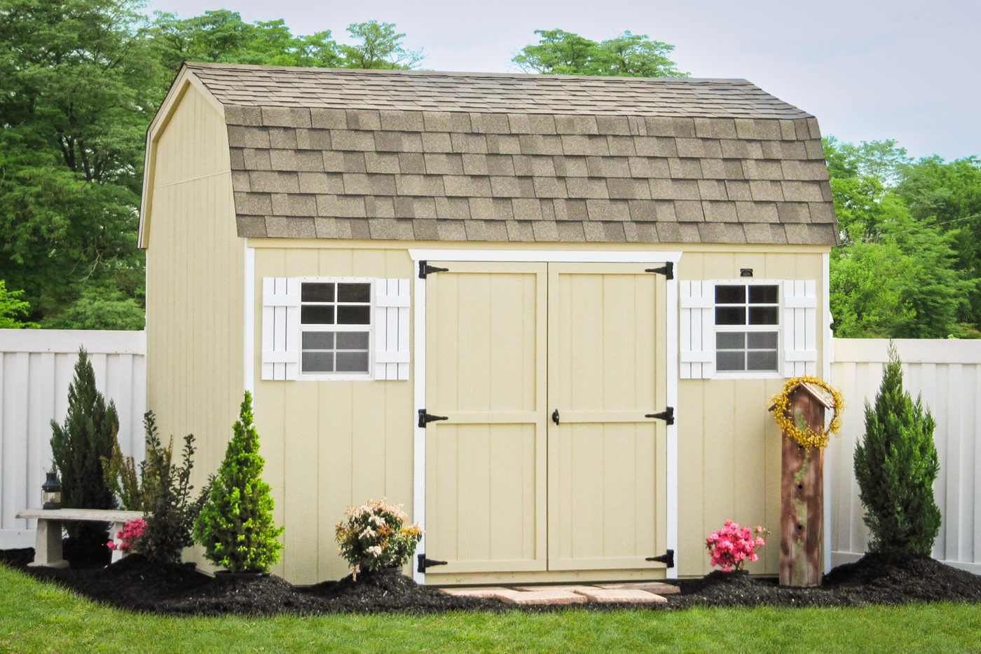 A shed barn kit with wood siding
