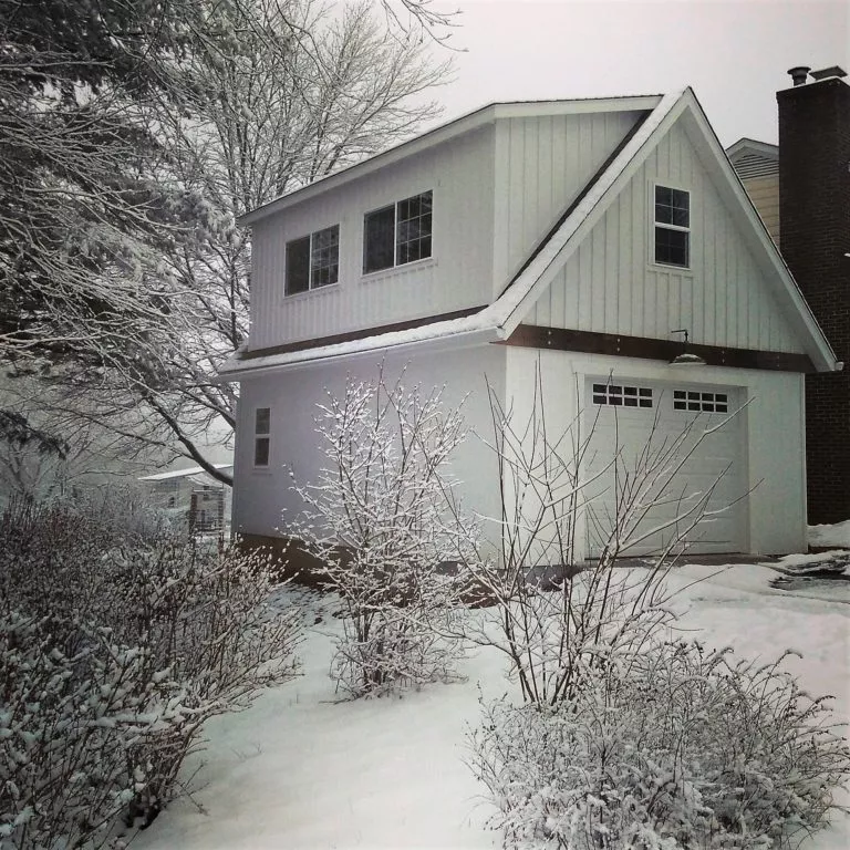 garage in the snow